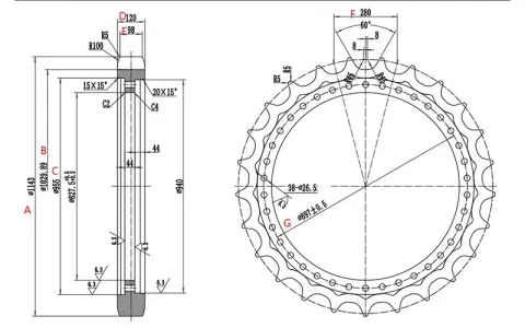 Sprocket for Hitachi EX1200 Excavator